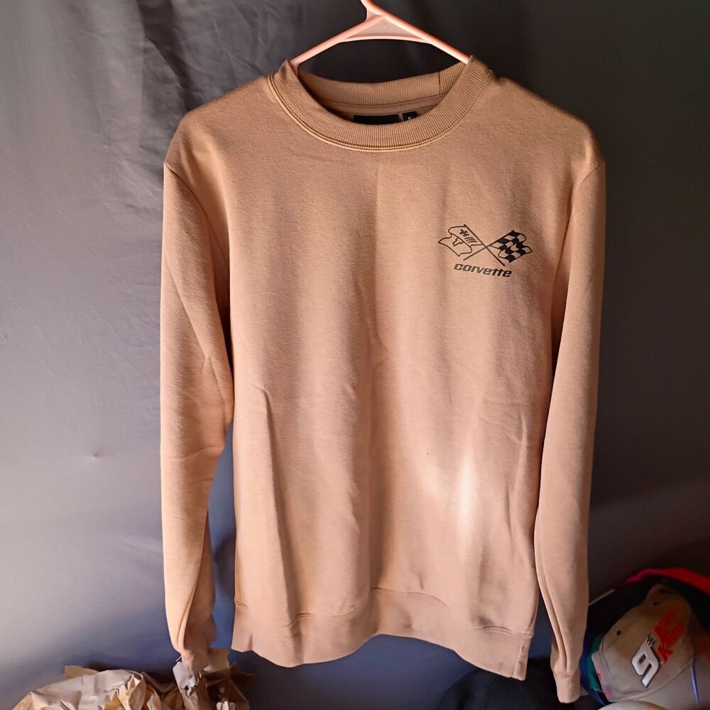 Chemistry Men's S Tan Corvette Graphic Print Crewneck Pullover Sweatshirt